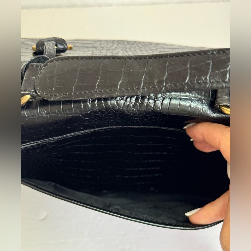 BRAHMIN Vintage Black Leather Shoulder /Hand Bag Satchel - Picture 10 of 12
